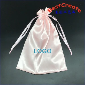 Custom Printed large size 30x45cm Silk Satin Drawstring Shopping Bag
