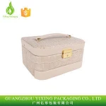 Custom simple kraft jewelry box/ kraft brown stand up mirrored jewellery boxes with key lock and drawers