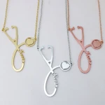 Custom Stethoscope Name Necklace Customized Engraved Nurse Pendants  Gifts for Medical Student Doctor Nurse Gift