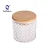Import Custom Wholesale Haonai Stripe Candle Glass Jar Glass Candle Holder,Candle Container,Candle Jars with Wooden Lids from China