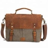 Customized laptop canvas leather shoulder men messenger bag