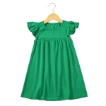 Customized Plain Color Ribbed Cotton Infant Baby Clothes Dress New Born Baby Girl Dress OEM Baby Clothes Toddler Dress