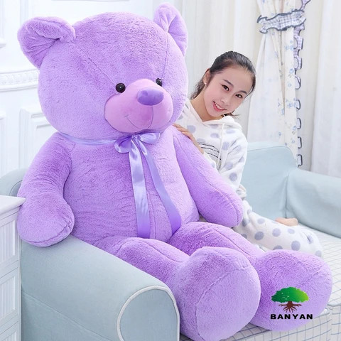 Babyhug Bear With Scarf Soft Toy Purple - Height 33 cm