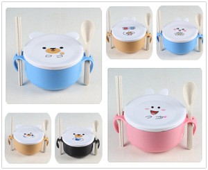 Cute Design Durable Kids Cutlery Dinner Lunch Bowl Creative Dinner Rice Noodle Bowl with Spoon Baby Dinnerware set