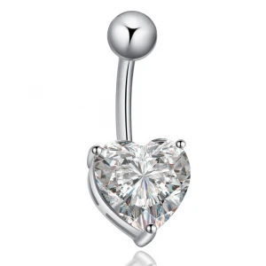 Cute Heart Rhinestone Navel Ring Crystal Zircon Belly Button Rings Women Body Piercing Jewelry