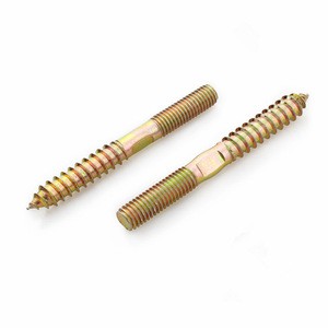 DIN571 galvanized double thread lag screw for wood