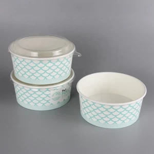 Disposable Rice Food Containers Paper Salad Bowl Custom Printed Paper Bowl With Lid