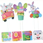 Easter Card Chicken Garden Statue Rabbit Patio Stakes Easter Party Supplies Bunny Yard Ornaments Yard Stakes Signs Easter Decor