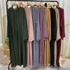 EID Abaya Dubai Turkey Solid Color Simple Modest Kaftan Islamic Clothing Abaya Muslim Dresses For Women robe set