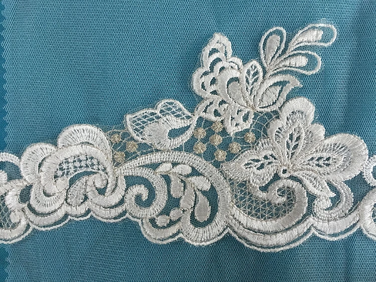 elastic & Eco-friendly fashion korean ladies lace dress , embroidery lace fabric , embroidery lace
