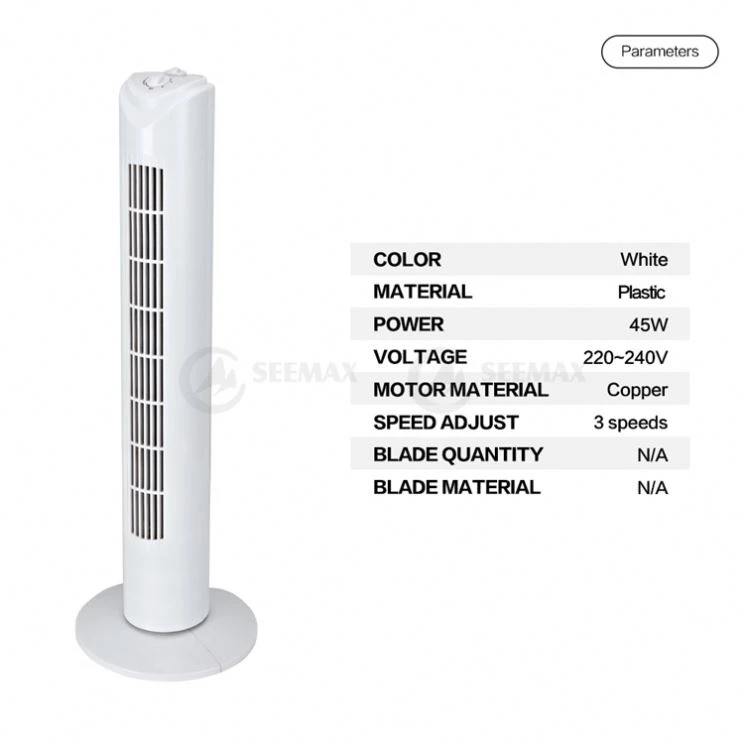Electric Home Appliance Air Cooling 80Cm 45W 30 Inch Tower Fan With Remote Control