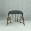 Fabric Upholstered Seat Platner Style Metal Wire Low Bar Stool