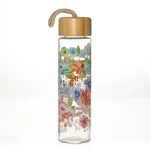 Factory Classic Borosilicate Glass Water Bottle glass tea water bottle with bamboo lid travel borosilicate glass water bottle