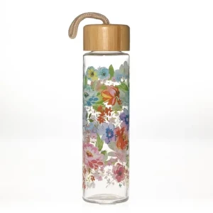 Factory Classic Borosilicate Glass Water Bottle glass tea water bottle with bamboo lid travel borosilicate glass water bottle