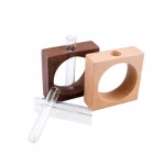 Factory Crystal Glass Test Tube Vase in Wooden Stand Flower Pots for Hydroponic Indoor plants that grow in water