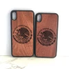 Factory Custom Engraved Mexico Flag Solid Wooden Mobile Phone Cover Soft TPU+ Wood Case Anti-knock Hot Selling