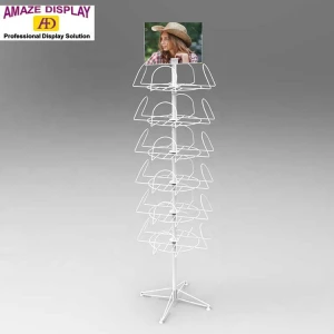 factory customized four sided spinning cowboy hat display rack
