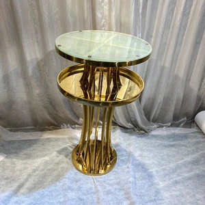 Factory Direct Sale Party Banquet Wedding Event Bar Table Gold Cocktail Tables