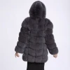 Factory wholesale cheap price custom logo winter long faux fox fake fur hooded coat for women