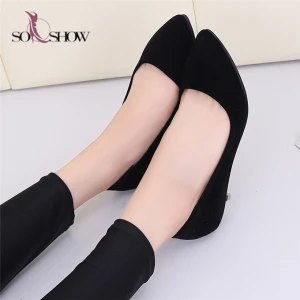 Fancy office lady Suede high heel shoes wholesale dress shoes women