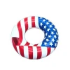 Fashion factory cheap swimming tube pvc promotion stars and the Stripes print inflatable USA flag swim ring