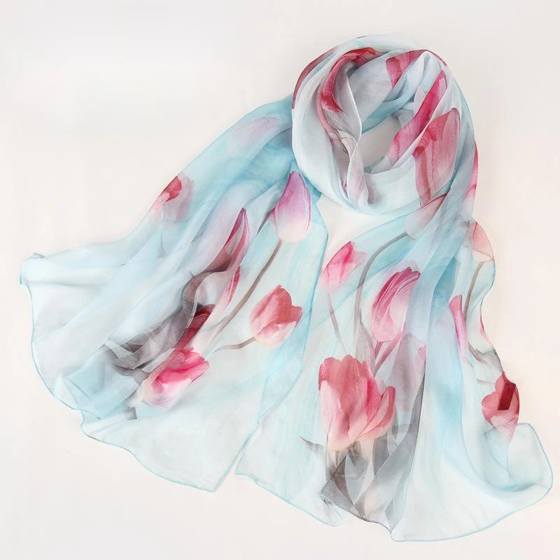 Fashionable versatile thin pure silk silk scarf sunscreen beach silk scarf