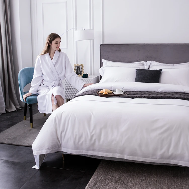 Five Star Hotel white bedding set 100% cotton  bed sheet set bed linen