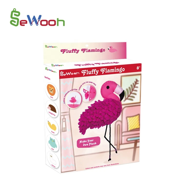 flamingo fleece plush fluffy educational vivid handmade DIY sewing felt craft kit for kids