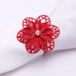 Flower Metal Ring Buckle for Wedding Table Decoration Floral Rhinestone Napkin Holders