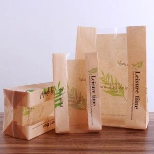 food delivery bread bags paper brown kraft paper bagsBag with window bakery packaging
