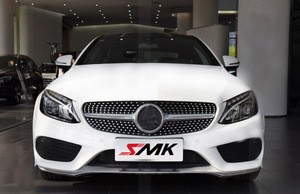 For 2015+ M-ercedes C-CLASS C63 W205 Diamond Grille,Auto Grill,Front Grille,Silver