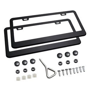 For US Vehicles License Plate Cover Stainless Steel Car License Plate Frame With Chrome Screw Caps