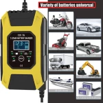 FOXSUR LCD Display Smart Battery charger car 12V Automobile and motorcycle universal battery charger