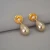 Import French retro 18k golden flowers colorful halo water drop pearl 925 silver needle temperament simple earrings accessories from China