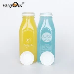 French Square Smoothie Bottle 16oz With Tamper Evident Cap For Milk Beverage Drinking