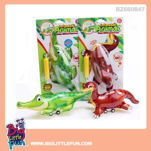 Friction toy dinosaur and crocodile, inflatable animal toys for kids