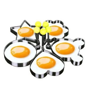 Fried Egg Mold Ring Pancake Cooker Nonstick Stainless Steel Set Of 5PCS Within Free Gift Of Egg Separator For Frying Cooking