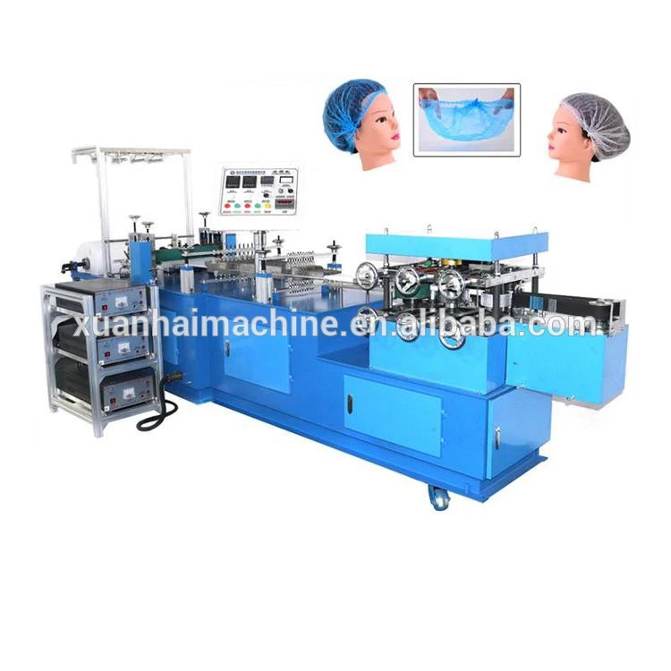 Fully Automatic Disposable Medical Nonwoven and PE Elastic Band Strip Hat Bouffant Cap Making Machine