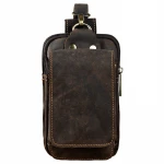 Genuine Leather Men Casual Design Small Waist Bag Cowhide Vintage Fanny Pack 1609