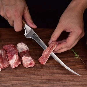 German Stainless Steel Boning Kitchen Knife Fillet Knife Fish Knives with Zebra Wood Handle