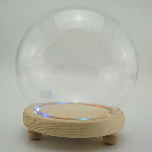 Glass ball with wood&amp;bamboo&amp;glass base for craftes decoration
