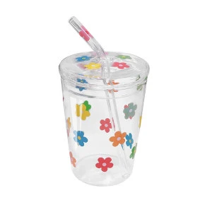 Glass Bubble Tea Cup with Glass Straw