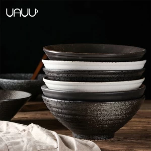 Good quality popular rustic style different types 7 / 9 inch round bowl set / japanese ramen noddle bowl