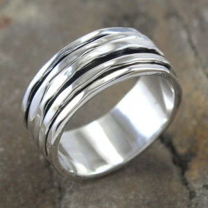 Gorgeous spinning ring silver meditation ring Anxiety worry fidget spinner band wholesale sterling silver jewelry spinner ring