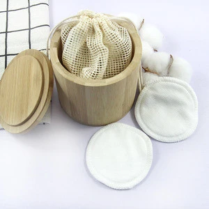 Green reusable bamboo washable pads cotton cleansing rounds