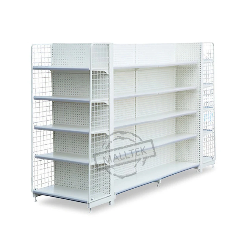 Heavy duty Grocery Store Perforated Double Sides Supermarket Display Shelf