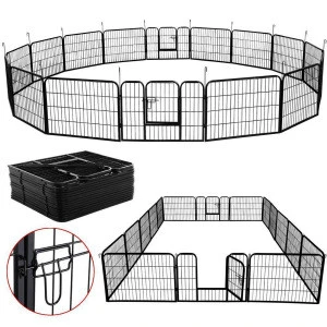 Heavy Duty Metal Pet Exercise Fence, Pet Playpen With 16 Panels or 8 Panels, Outdoor and  Indoor Barrier Dog Cage