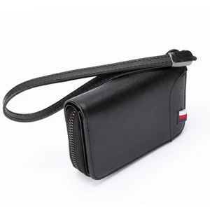 High capacity key bag wallet for man RFID money purse driving license zipper card holder genuine leather wallet