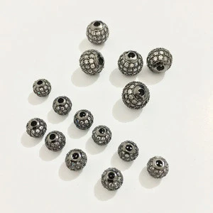 high end black metal cz micro pave beads loose beads spacer charm diy