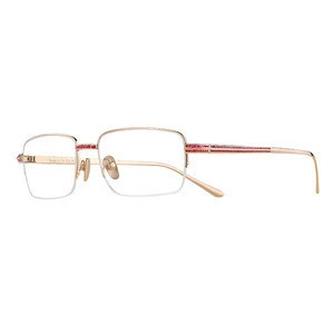 High End Business Glasses Frame 18K Gold Natural Ruby Half Rim Eyewear Reading Optical Eyeglasses Frame for Unisex
